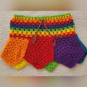 Handmade crochet skirt/cover up. Rainbow colors. Size large.